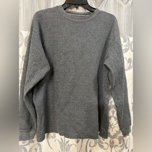 Naturalife‎ men's long-sleeve thermal shirt gray waffle-knit ribbed texture Sz L